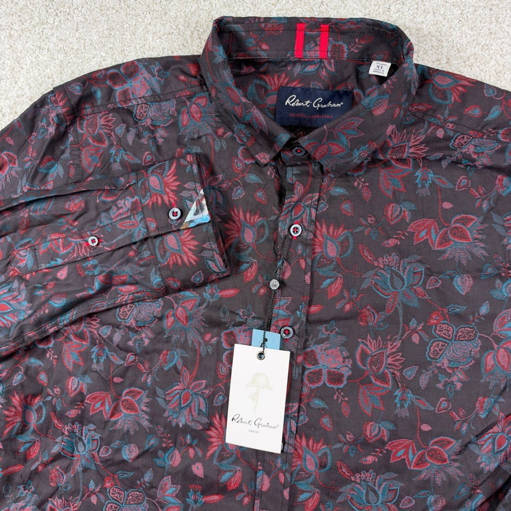 NEW Robert Graham Button Down Mens XL Multi Berkane Floral Tailored Fit
